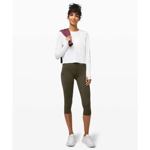 Lululemon Fast and Free Crop II 19" *Non-Reflective Dark Olive 4